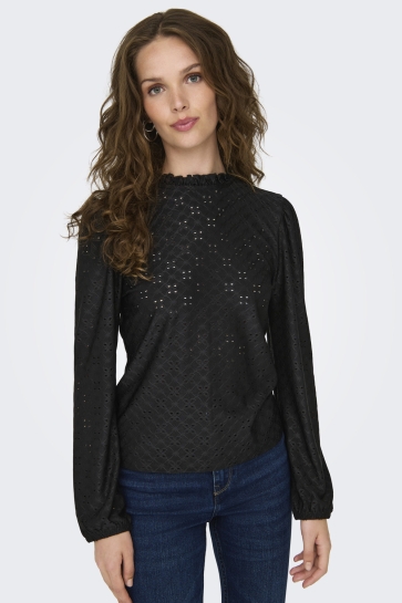 Jacqueline de Yong T-shirt JDYCATHINKA L/S FRILL TOP JRS 15311941 Black