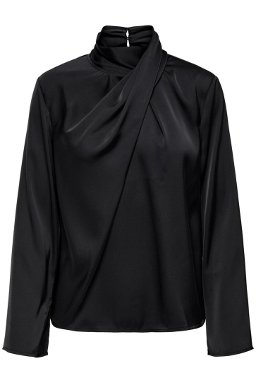 Jacqueline de Yong Blouse JDYROCKY L/S HIGH NECK TOP WVN 15311619 BLACK