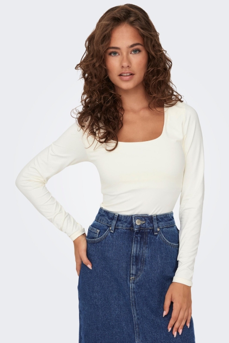 Only witte dames t-shirt | Model vooraanzicht