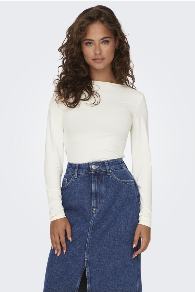 Only witte dames t-shirt | Model vooraanzicht