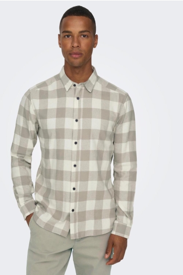 Only & Sons Overhemd ONSGUDMUND LS CHECKED SHIRT NOOS 22007112 ANTIQUE WHITE