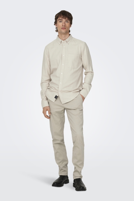Only & Sons beige heren overhemd | Model