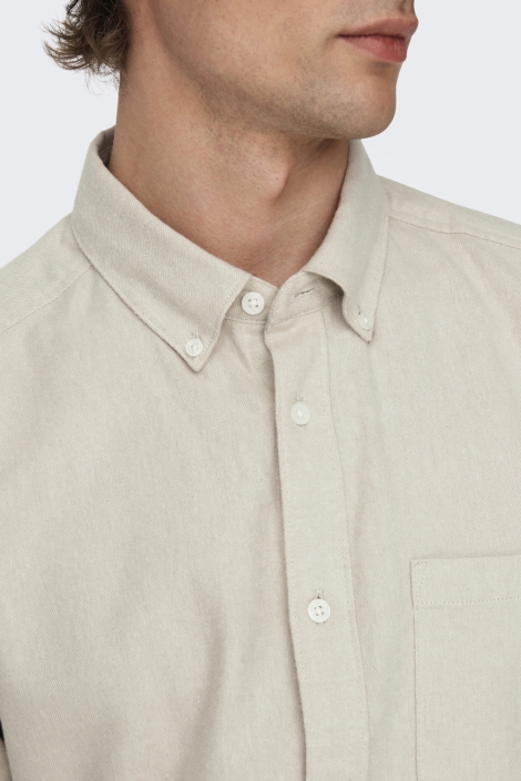 Only & Sons beige heren overhemd | Close up