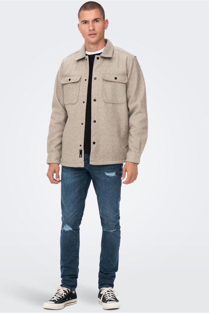 Only & Sons beige heren overhemd | Model