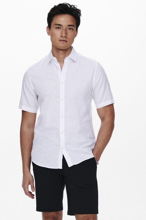 Only & Sons witte heren overhemd | Model vooraanzicht