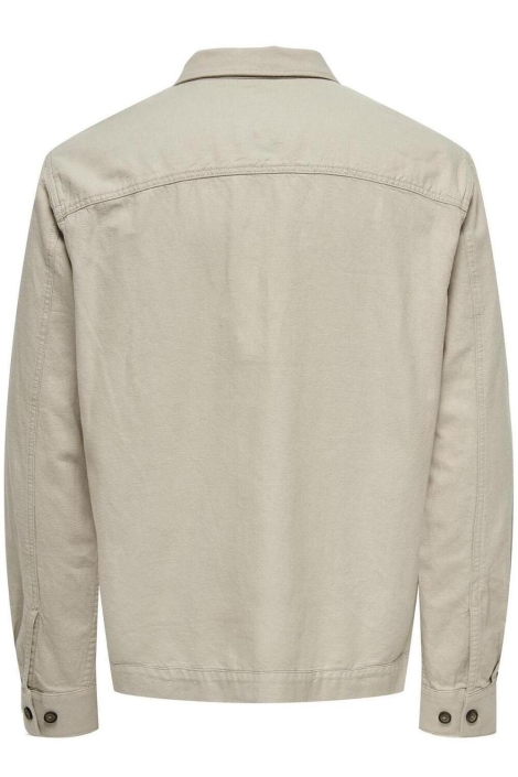 Only & Sons beige heren overhemd | Achteraanzicht