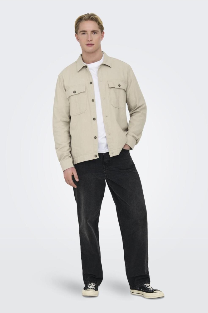 Only & Sons beige heren overhemd | Model