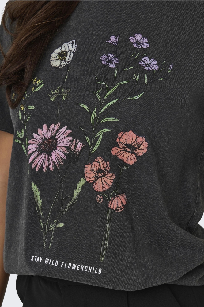 Only zwarte dames t-shirt | Close up