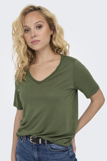 Only T-shirt ONLELISE S/S V-NECK TOP JRS NOOS 15257390 Kalamata
