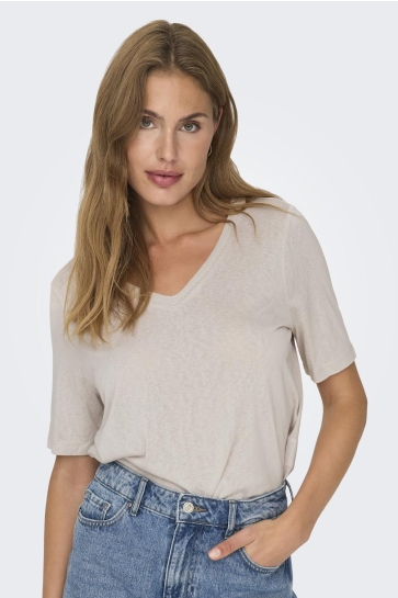 Only ONLELISE S/S V-NECK TOP JRS NOOS 15257390 Moonbeam