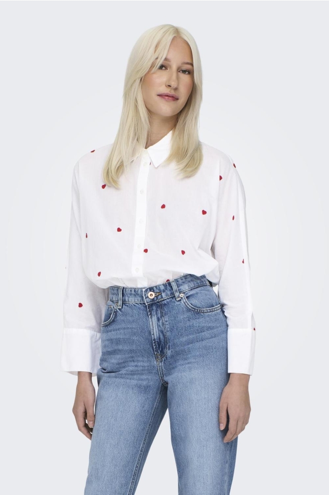 Only witte dames blouse | Model vooraanzicht