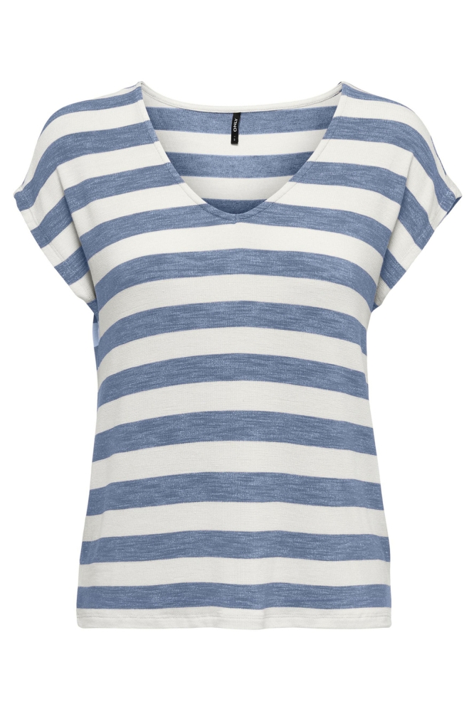 Only blauwe dames t-shirt | Vooraanzicht