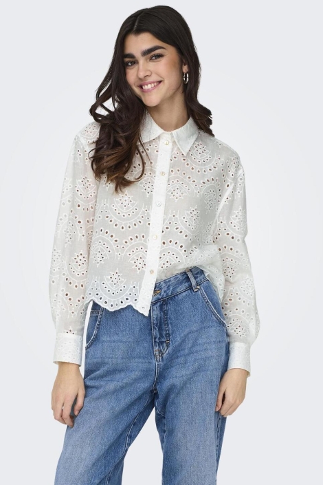 Only ecru dames blouse | Model vooraanzicht