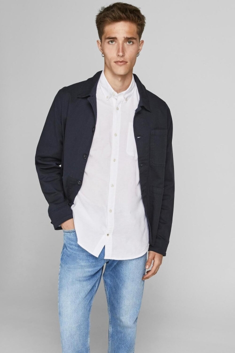 Jack & Jones witte heren overhemd | Model vooraanzicht