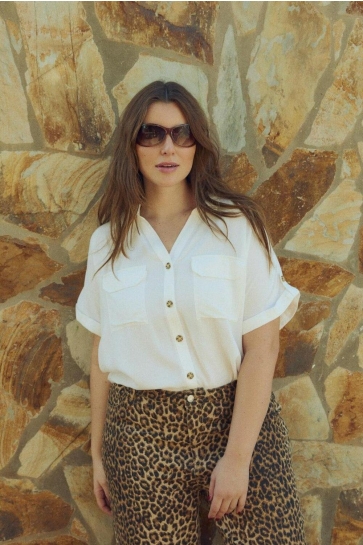 Vero Moda Blouse VMBUMPY S/S SHIRT WVN GA NOOS 10310139 Snow White