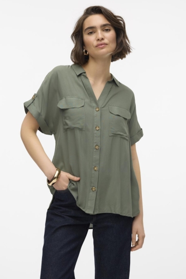 Vero Moda vmbumpy s/s shirt wvn ga noos Groen