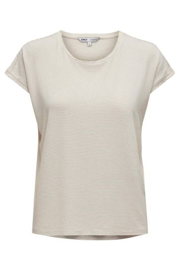 Only ONLCLAUDIA S/S GLITTER STRIPE TOP J 15318422 CLOUD DANCER