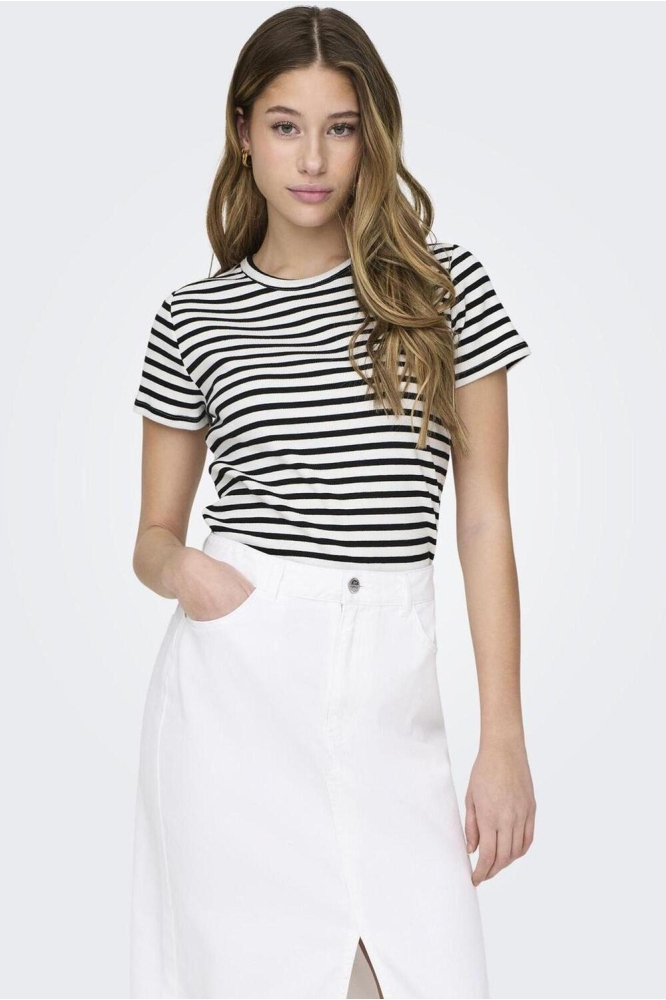 Jacqueline de Yong witte dames t-shirt | Model vooraanzicht