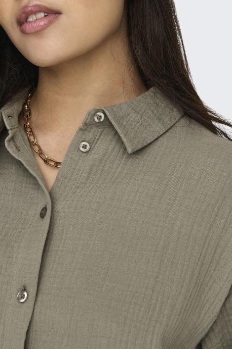 Jacqueline de Yong taupe dames blouse | Close up