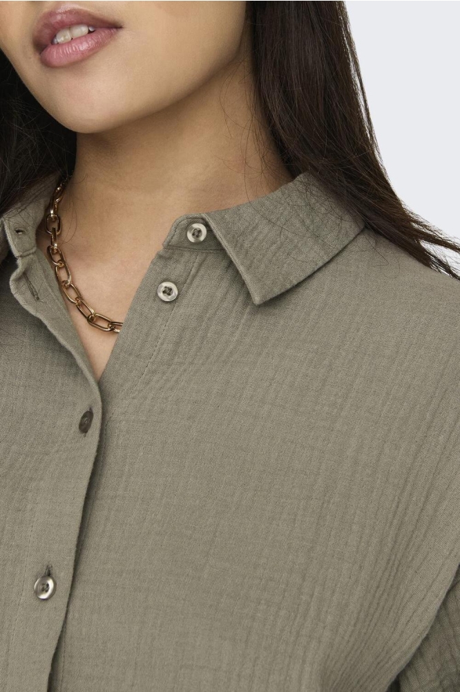 Jacqueline de Yong taupe dames blouse | Close up