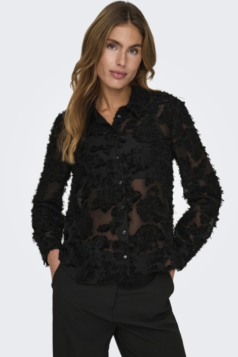Jacqueline de Yong zwarte dames blouse | Model vooraanzicht