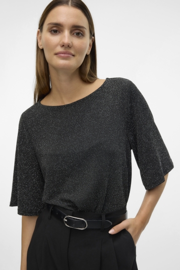 Vero Moda VMKANVA 2/4 GLITTER TOP JRS 10296866 Black/SILVER LUREX