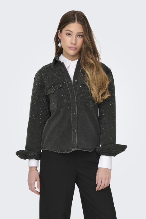 Jacqueline de Yong zwarte dames blouse | Model vooraanzicht