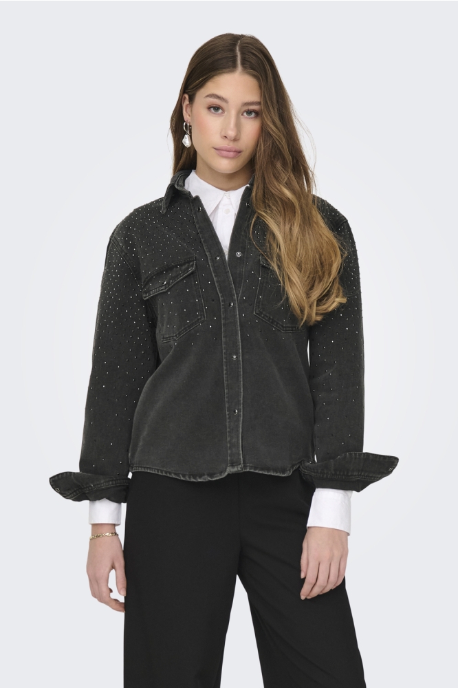 Jacqueline de Yong zwarte dames blouse | Model vooraanzicht