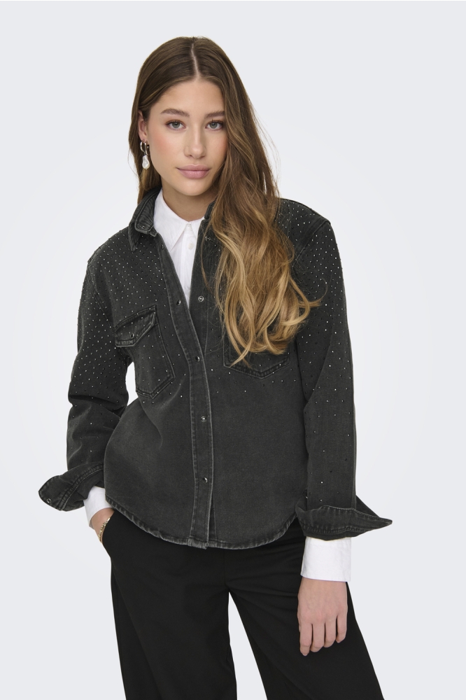 Jacqueline de Yong zwarte dames blouse | Model vooraanzicht