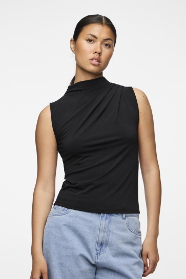 Pieces Top PCMADISON SL DRAPED TOP NOOS BC 17151143 BLACK