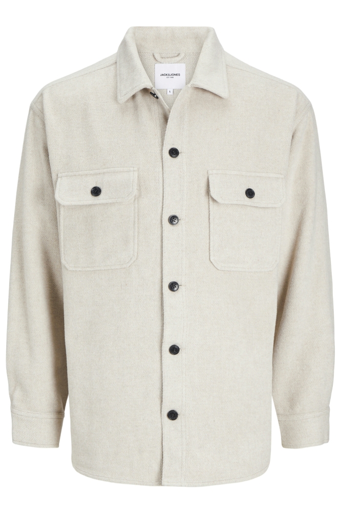 Jack & Jones beige heren overhemd | Vooraanzicht