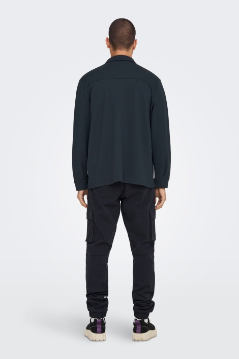Only & Sons blauwe heren overhemd | Model achteraanzicht