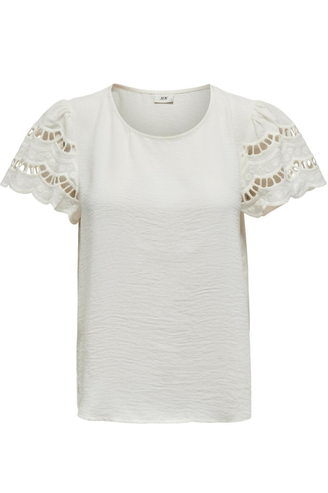 Jacqueline de Yong ecru dames t-shirt | Vooraanzicht