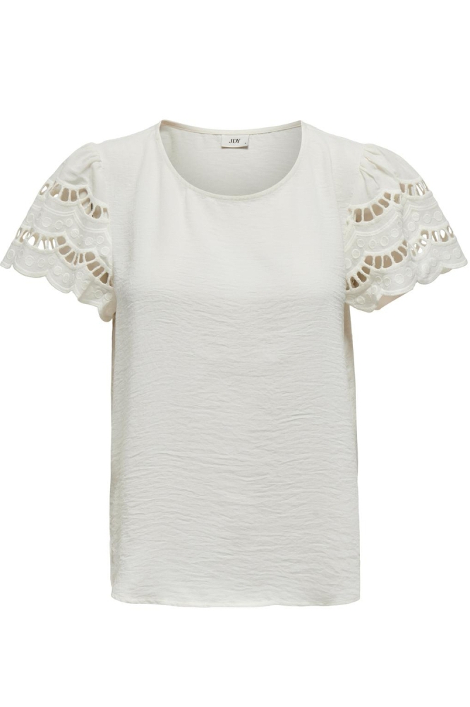 Jacqueline de Yong ecru dames t-shirt | Vooraanzicht