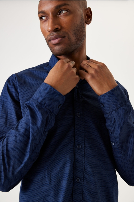 Garcia blauwe heren overhemd | Close up