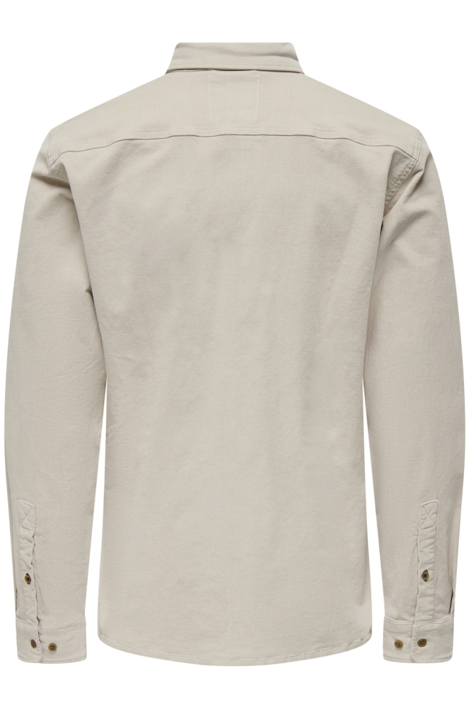 Only & Sons beige heren overhemd | Achteraanzicht