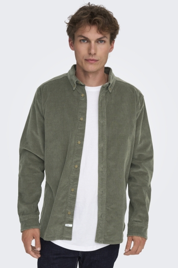 Only & Sons ONSMICHAEL 18W REG CORD STRETCH LS 22029764 CASTOR GRAY