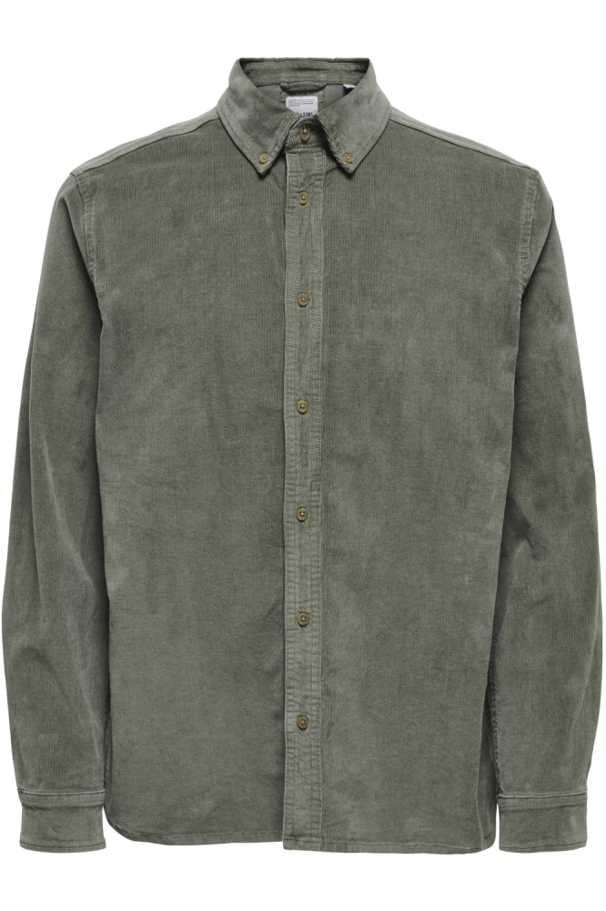 Only & Sons groene heren overhemd | Vooraanzicht