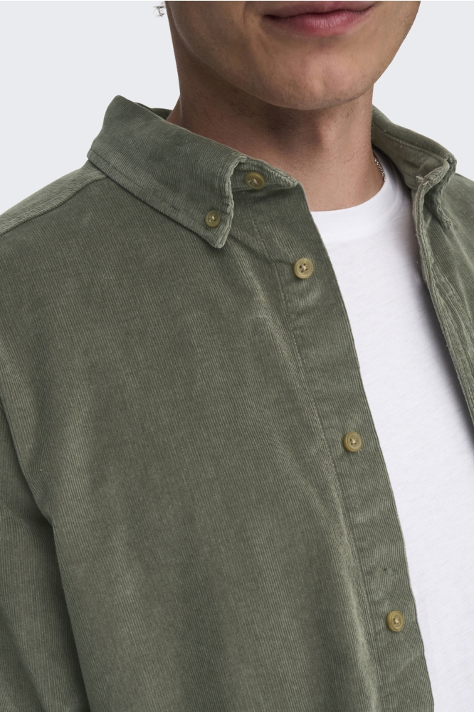 Only & Sons groene heren overhemd | Close up