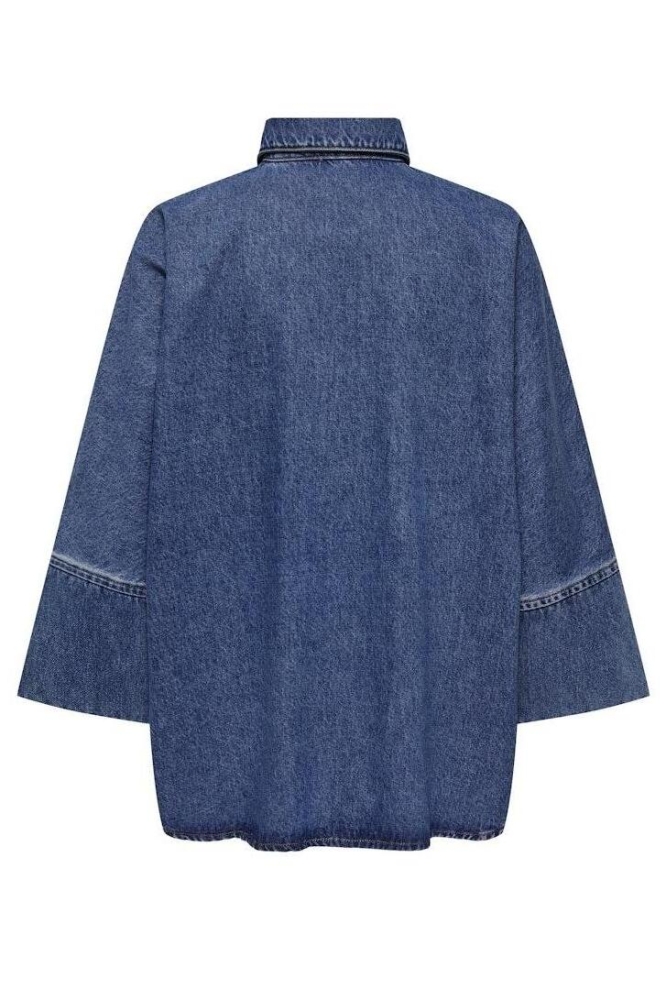 Only blauwe dames blouse | Achteraanzicht