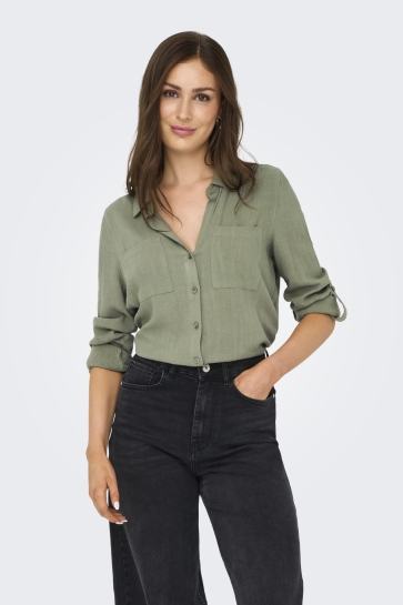 Only onlyasmin-siesta ls linen bl shirt Groen