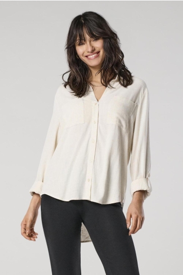 Only onlyasmin-siesta ls linen bl shirt Beige