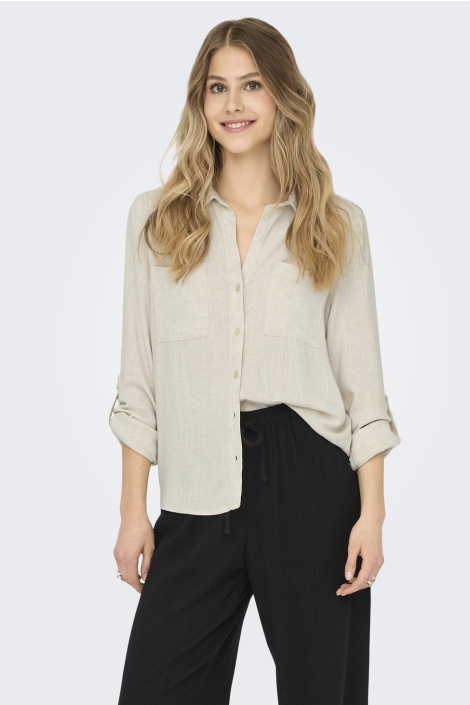 Only beige dames blouse | Model vooraanzicht