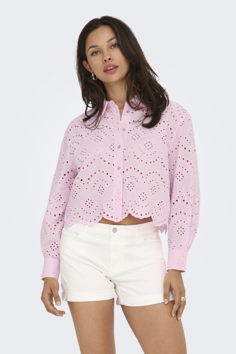 Only roze dames blouse | Model vooraanzicht