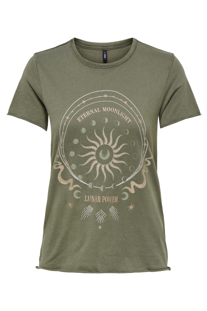 Only groene dames t-shirt | Vooraanzicht