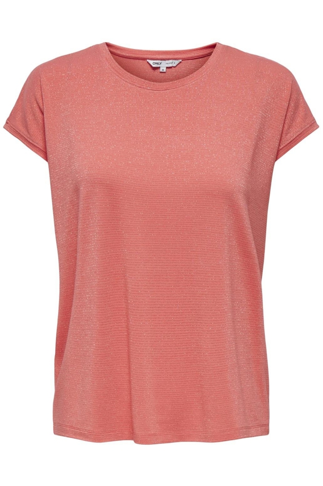 Only roze dames t-shirt | Vooraanzicht