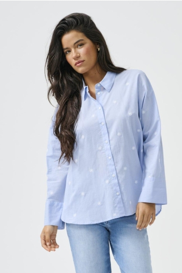 Only onlnew lina grace ls emb shirt noos Blauw