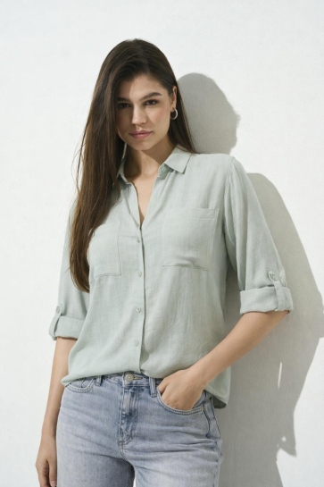 Only Blouse ONLYASMIN-SIESTA LS LINEN BL SHIRT 15349102 ABYSS