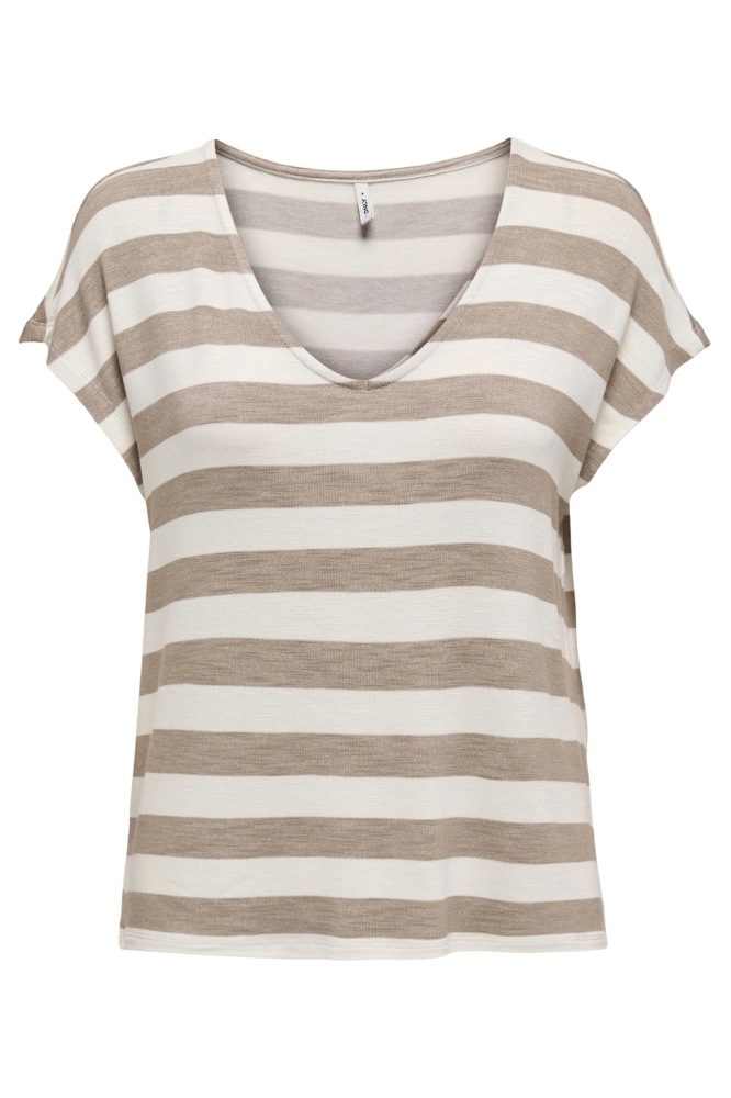 Only beige dames t-shirt | Vooraanzicht