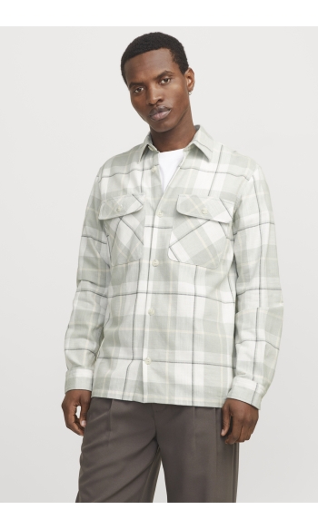 JPRCCRAYMOND SPRING CHECK OVERSHIRT 12274956 AQUA GRAY